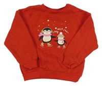 Červená mikina s tučňáčky PRIMARK
