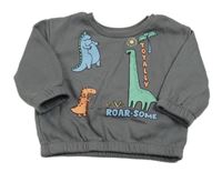 Tmavosivá mikina s dinosaurami a palmou PRIMARK