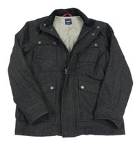 Černá vzorovaná vlněná zateplená bunda GAP