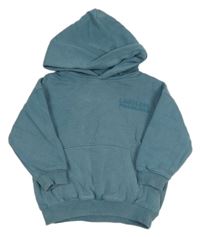 Modrošedá oversize mikina s nápismi a vreckom a kapucňou F&F