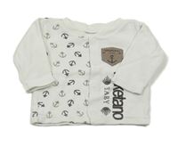 Bílé propínací mikinotriko s kotvami a nápisy