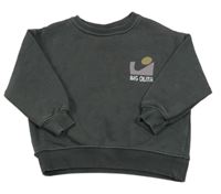 Tmavosivá mikina s nápismi a potlačou ZARA