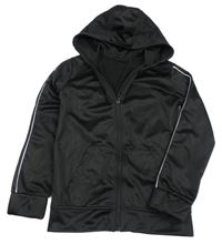 Černá funkční sportovní propínací mikina s pruhem a kapucí ERGEENOMIXX