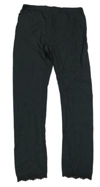 Tmavosivé legíny s čipkou