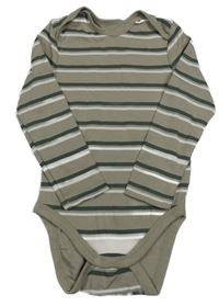 Béžovošedo-tmavokhaki-bílé pruhované body C&A