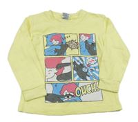 Citronové pyžamové triko s potiskem 