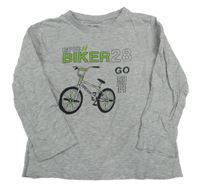 Šedé melírované triko s kolem a nápisy a číslem PRIMARK