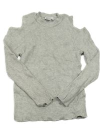 Sivý melírovaný rebrovaný úpletový rolák s volnými rameny PRIMARK