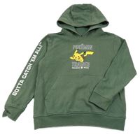 Khaki mikina s Pikachu a vreckom a kapucňou Next