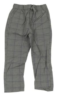 Čierno-bielo-tmavomodré kockované vzorované chino plátenné nohavice Next