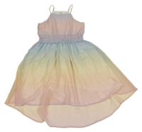 Světlerůžovo/světlemodro/žluté šifonové letní šaty H&M