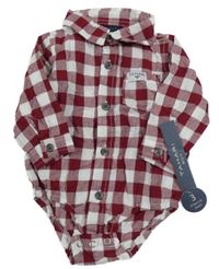 Nové - vínovo-bílé kostkované košilové body TAHARI