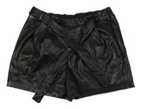 Černé koženkové kraťasy se zavazováním Matalan