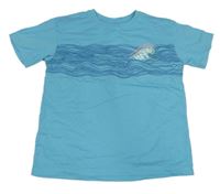 Azurové tričko s vlnkami a nápismi St. Bernard