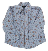 Světlemodro-biela kockovaná kvetovaná košeľa VITTORINO