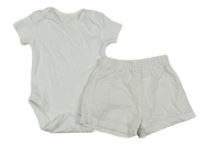 2Set - Biele body everyday + kostkované kraťasy KIABI