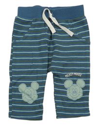 Petrolejovo-mátovo-hnedé pruhované turecké tepláky s Mickey