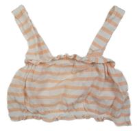 Bielo-broskvový pruhovaný vzorovaný crop top Vertbaudet