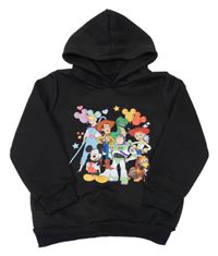 Čierna tepláková mikina s Disney postavami a kapucňou