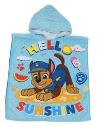 Světlemodro-modrá froté pončo osuška s PAW PATROL a kapucňou nickelodeon