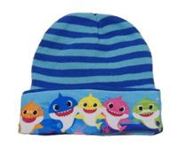 Modro-safírová pruhovaná čepice s Baby Shark 