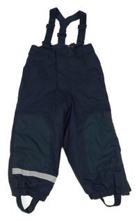 Tmavomodré šusťákové zimní oteplovačky s odepínacími kšandami H&M