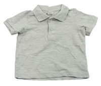 Světlešedé melírované polo tričko s výšivkou H&M