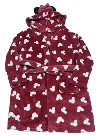 Vínový chlupatý župan s kapucí - Minnie Disney
