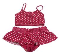 Fuchisové puntíkaté dvoudílné plavky se sukní Matalan