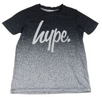 Čierno-biele skvrnité športové tričko s logom zn. Hype