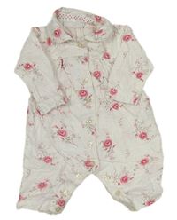 Bílý květovaný overal s límečkem The Little White Company