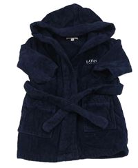 Tmavomodrý froté župan s kapucňou Hugo Boss