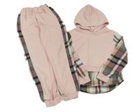 2set - Růžovo-kostkovaná mikina s kapucí + tepláky Shein