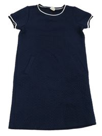 Tmavomodré prešívané teplákové šaty Hema