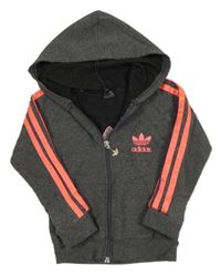 Tmavosivá melírovaná prepínaci mikina s kapucí Adidas