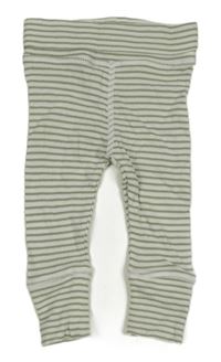 Bílo-khaki pruhované rebrované ľahké tepláky M&S