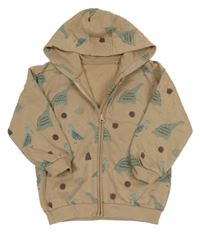 Hnedá prepínaci mikina s dinosaurami a kapucňou George