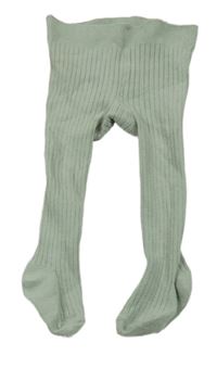 Zelenošedé žebrované punčocháče