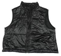 Čierna šušťáková zateplená crop vesta Shein