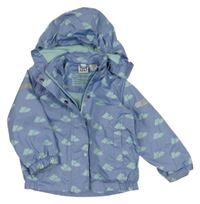 Modrá šusťáková zateplená bunda s mraky a kapucí Lily & Dan