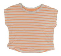 Bílo-neonově oranžové pruhované tričko Primark