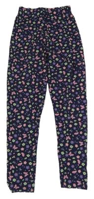 Tmavomodré kvetované legíny s motýly Nutmeg