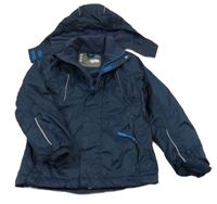 Tmavomodrá šusťáková lehce zateplená funkční bunda s kapucí Crane