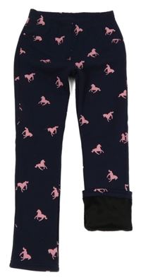 Tmavomodré zateplené tregíny s koňmi Topolino