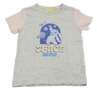 Sivo-svetloružové tričko so Stitchem Disney