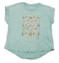 Zelené tričko s kvetinami S. Oliver