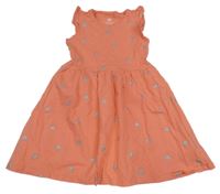 Korálové bavlnené šaty so srdiečkami H&M