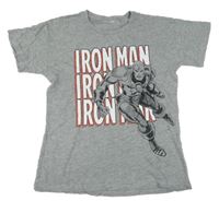Šedé melírované tričko s Iron Manem