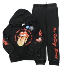 Nové - 2set - Černá hudební mikina s kapucí - The Rolling Stones + tepláky
