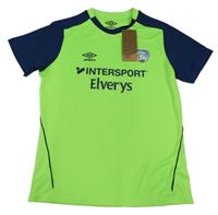 Nové - Neonově zeleno-tmavomodré sportovní tričko s potiskem Umbro